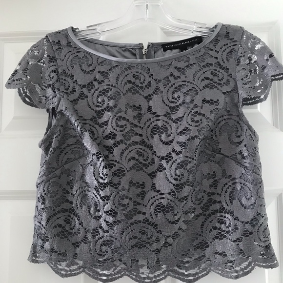 White House Black Market Silver Crop Top &Midi Set - Picture 2 of 8